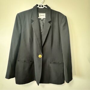 Vintage Dejac Paris Black Blazer 100% wool Large